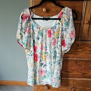 🌿 Roz & Ali Cold Shoulder Floral Blouse